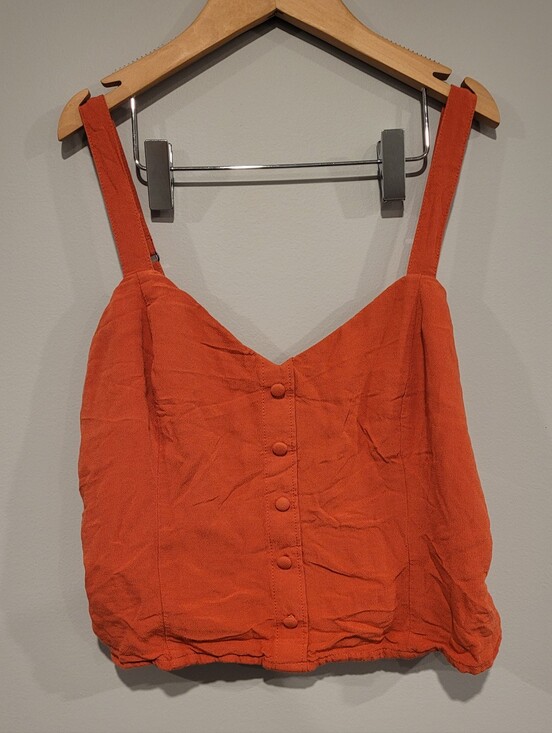 Abercrombie & Fitch Tops - Abercrombie & Fitch Rust Coral Button Front Crop Tank Top Size Small